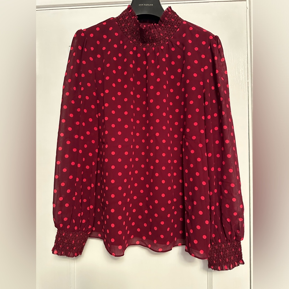 JCrew polka dot blouse